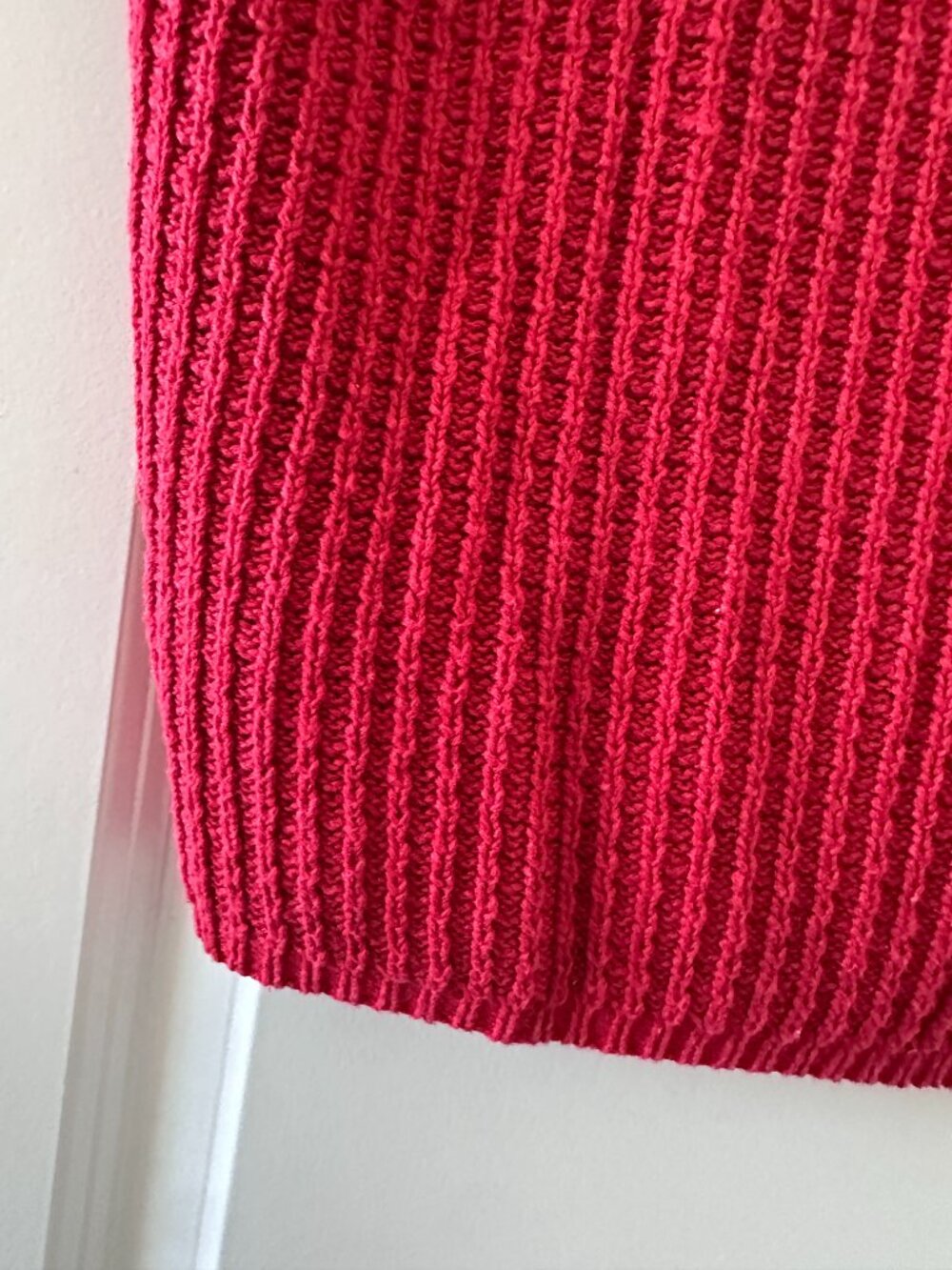Vintage 90s Eddie Bauer Red Knit Linen Blend Sweater Vest Women's Size Medium - Picture 11 of 16